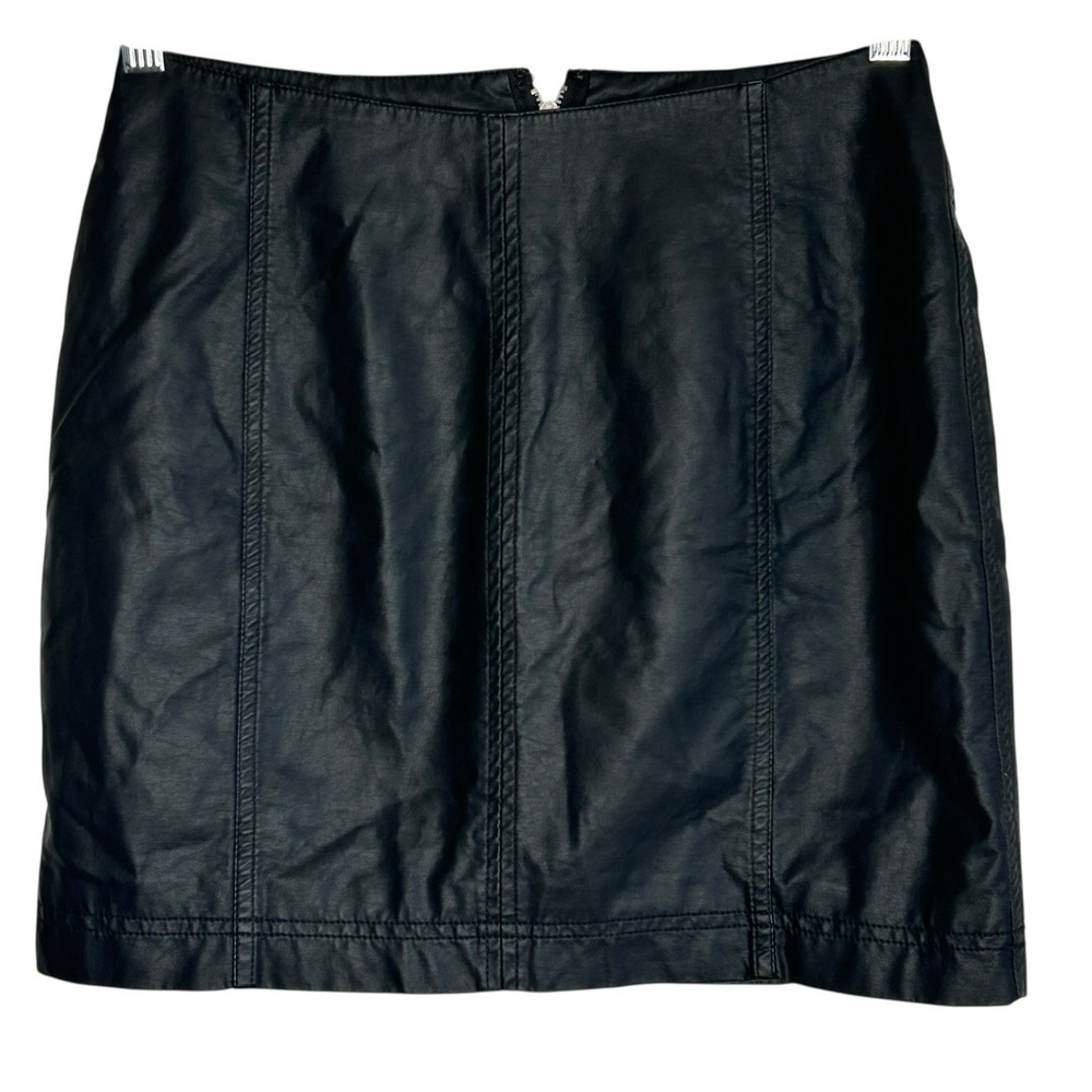 Free People Y2k Faux Leather Mini Skirt 2 Black Going Out Biker Stretchy Rock